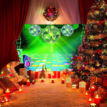 Dance Party Backdrop Retro 80s 90s Theme Stage Dance Ball Music Birthday Party Decoration DJ Photography Background 12 x 10 ft for Baby Shower Picture Photo Shoot Polyester Fabric, Red