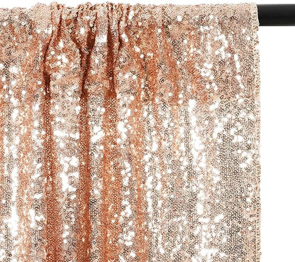 Eternal Beauty Rose Gold Sequin Backdrop, 6x6 Ft Glitter Background Curtains for Shimmer Photography Party Wedding Birthday Back Drop Decor