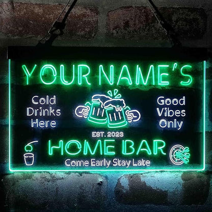 ADVPRO Personalized Your Name Custom Home Bar Beer Established Year Dual Color LED Neon Sign White & Green 12 x 8.5 Inches st6s32-p1-tm-wg