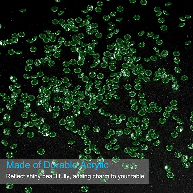 PATIKIL 10000 Pcs Wedding Table Scatter Confetti Crystals 4.5mm Acrylic Diamonds Vase Fillers Gems for Table Centerpiece Decorations Party Vase Beads, Dark Green
