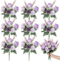 Zeyune 8 Pcs Wedding Silk Flowers Fake Silk Flowers Faux Bouquet Hydrangea Bouquets for Wedding Birthday Party Table Centerpieces Home Decoration (Purple,Rose)