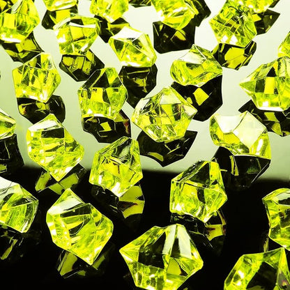 Babenest Acrylic Crushed Ice Rocks, 150 PCS Fake Crystals Plastic Ice Cubes Diamonds Gems for Vase Fillers, Home Decoration, Table Scatter, Event, Wedding, Arts & Crafts (Yellow)