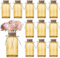 Gold Vases for Centerpieces Set of 12, Mason Jars Boho Cylinder Bud Vases in Bulk, Flower Glasses for Weddings Parties Vintage Home Decor