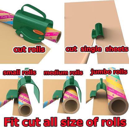 Wrapping Paper Roll Cutter Tool with 3 pcs Replaceable Blade Kit Gift Wrapping Paper Cutter for Christmas and Birthday Wrapping Paper Gift Wrap Cutter Holder Tube Slicing Trimming.