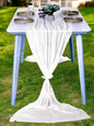 MDS 2 Pack 14ft Chiffon Table Runner 29 x 170 Inches Sheer Wedding Runner Romantic Rustic Table Runner for Wedding Decorations, Birthday Parties, Bridal Shower Party Arch Decor - Ivory