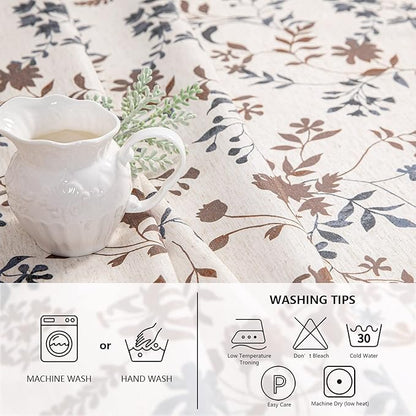 MYSKY HOME Rustic Tablecloth Classic Brown Leaves Printed Linen Fabric Table Cover Waterproof Fabric Tablecloth Farmhouse Decoration 60x120 Inches Rectangle/Oblong for Kitchen Dining and Outdoor Use