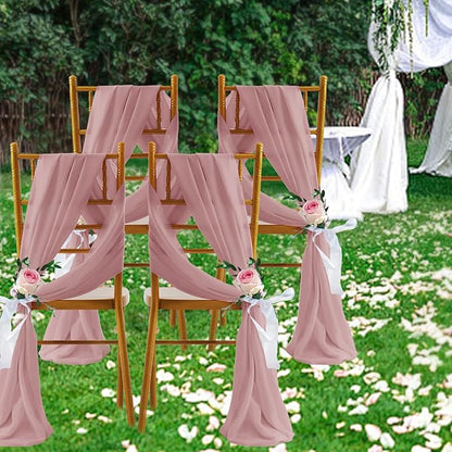 SiinvdaBZX 2 Panels Wedding Arch Draping Fabric 30" x 240" Dusty Rose Polyester Chiffon Fabric for Wedding & Birthday Party