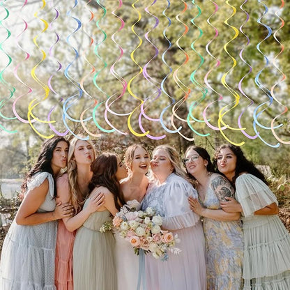 36 Pcs Pastel Hanging Swirl Decorations Pastel Color Felt Swirl Streamer Spiral Ceiling Decorations Garland for Macaron Colorful Birthday Wedding Baby Shower Easter Party Supplies