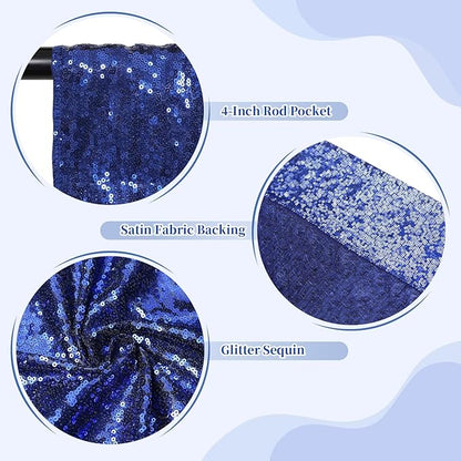 SquarePie Sequin Backdrop Less Transparent Photography Background Sparkly Curtain for Wedding Patry 10FT x 10FT Navy Blue