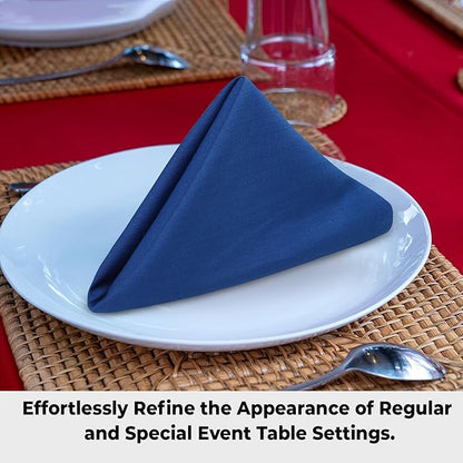 Urban Villa Cloth Napkins 100% Cotton Slub Absorbent Dinner Napkins (Set of 12) Oversized 20x20 Inches Solid Royal Blue Color Soft Durable Reusable Washable Ideal for Everyday Use Wedding Parties