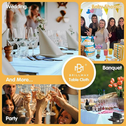 BRILLMAX 6 Pack Light Blue Tablecloths for 6 Foot Rectangle Tables 90 x 132 Inch - 6ft Rectangular Bulk Linen Polyester Fabric Washable Cloth Cover for Wedding Reception Banquet Birthday Party