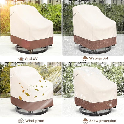 Outdoor Swivel Chair Cover 2 Pack,Outdoor Furniture Patio Chair Covers Waterproof Clearance,(33"W x 35"D x 38.5"H) Outdoor Lawn Patio Furniture Covers,Beige & Brown