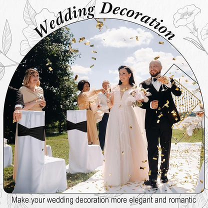 Moukeren 100 Pcs Spandex Chair Sashes Bows Bands Slider Sashes for Chair Covers Elastic Bands Ties Ribbon Decorations for Wedding Party Events Ceremony Birthday Banquet(Black)