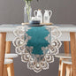 Vintage Lace Dining Table Runner, Small Macrame Coffee Table Runners 48 inches Long for Kitchen Home Christmas Party Decorations (16x48 inch, Cyan)