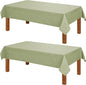 Hiasan 2 Pack Faux Linen Rectangle Tablecloth - Wrinkle and Stain Resistant Washable Table Cloth for Kitchen Dining Room Holiday Table Cover for Party Dinner, Green, 90 x 132 Inch