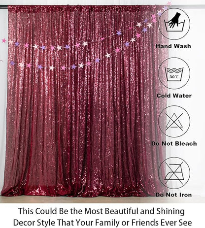 ShiDianYi 8FTx10FT Burgundy Sequin Glitter Backdrop Curtain - Sparkling Photo Booth Background for Weddings, Christmas Parties, Bridal Showers