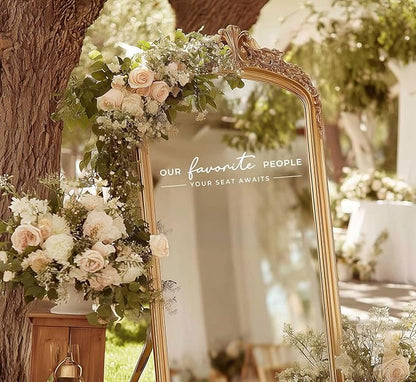 Our Favorite People Vinyl Decal, Please Find Your Seat Sign for Wedding Reception Wedding Vinyl Decal Seating Chart for Mirror, Your Seat Awaits (White, Width 20 inch)