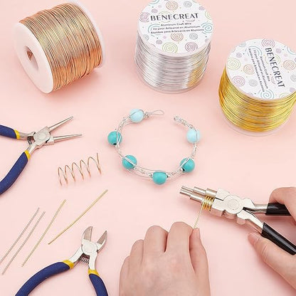 BENECREAT 18 Gauge Jewelry Craft Aluminum Wire 492 Feet Bendable Metal Sculpting Wire for Craft Floral Model Skeleton Making (Gold, 1mm)