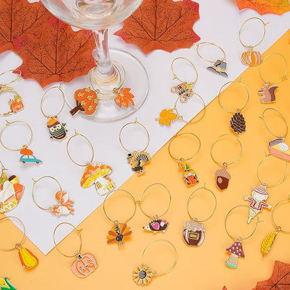 30PCS Wine Glass Charms Identification Markers for Stem Glasses, Wine Tasting Party Favors Holiday Decorations