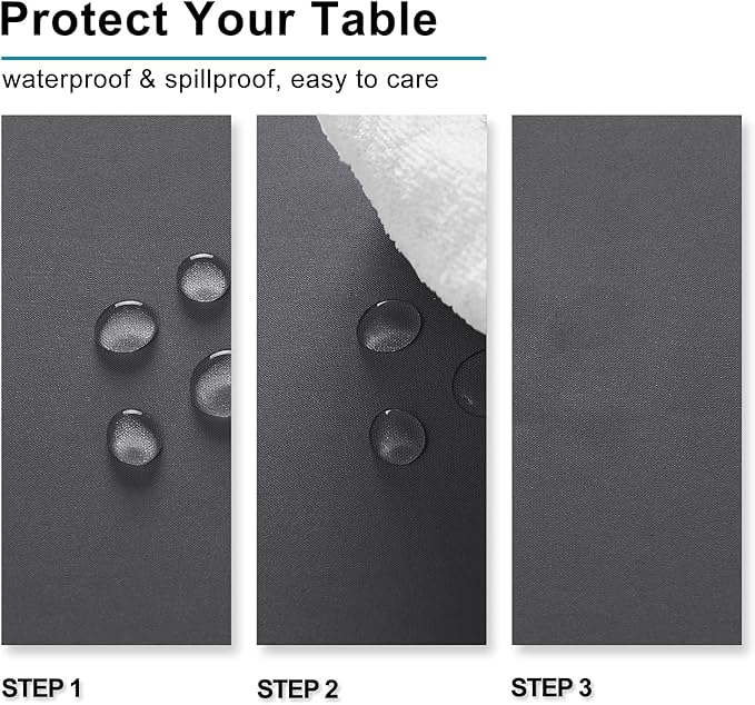 Hiasan Grey Tablecloth for Rectangle Tables - 70 x 140 inch - Waterproof, Spillproof & Wrinkle Resistant Washable Polyester Table Cloth for Dining/Party/Outdoor Picnic