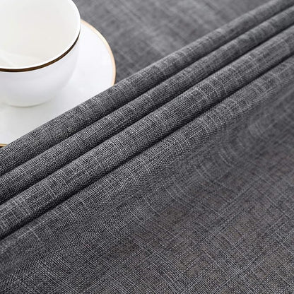 maxmill Flaxy Faux Linen Tablecloth with 2-Tone Slubby Texture Wrinkle Resistant Anti-Shrink Soft Table Cloth for Kitchen Dining Restaurant Tabletop for Event Holiday Dinner Round 70 Inch Charcoal