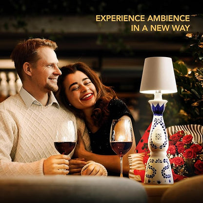 Wireless Bottle Lamp for Any Type of Bottle - LED Bottle Lamp for Indoor & Outdoor - 100% Waterproof - Adjustable Brightness and Light Temperature 3000-6000K - Wireless & Rechargeable (Gold)