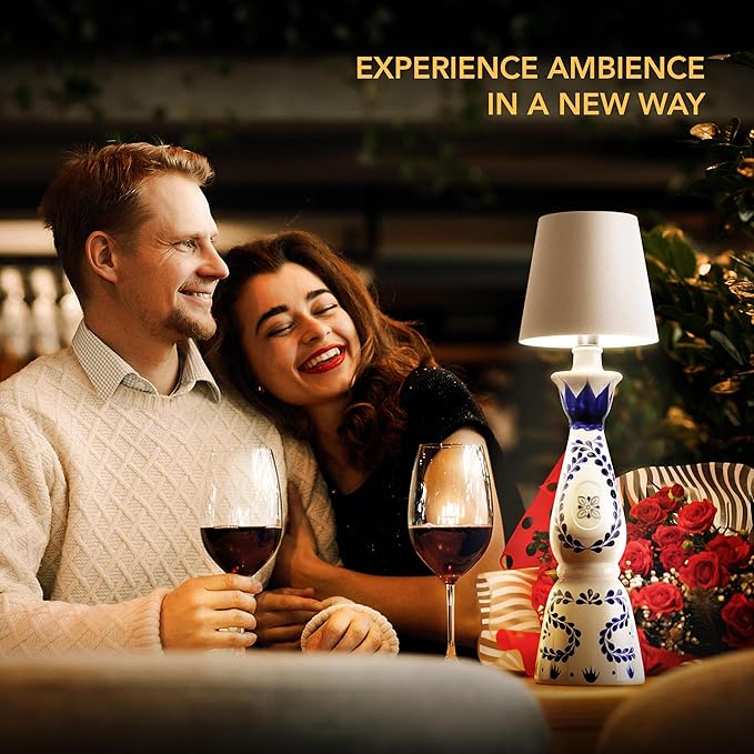 Wireless Bottle Lamp for Any Type of Bottle - LED Bottle Lamp for Indoor & Outdoor - 100% Waterproof - Adjustable Brightness and Light Temperature 3000-6000K - Wireless & Rechargeable (Silver)