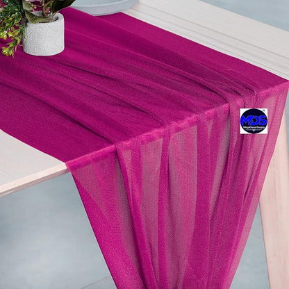 MDS Halloween Chiffon Table Runner - 25 Pack, 29 x 170 Inches, 14ft Each - Sheer Spooky Table Runners for Haunted House Parties, Trick-or-Treat Tables, Witchy Décor, Wedding & Events - Magenta