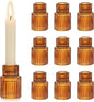 Hewory Glass Taper Candle Holders: 10 PCS Amber Elegant Candle Holder Candlestick Holders Bulk, Ribbed Glass Candle Holder Candle Sticks Holder Decor for Table Centerpiece Fall Thanksgiving Home Decor