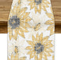 Chrysanthemum Vintage Floral Table Runner, Elegant Grunge Orange Sunflower Spring Summer Elegant Pattern Artichokes Flower Table Runner for Party Kitchen Dining Living Room Decor, 13x70 Inch