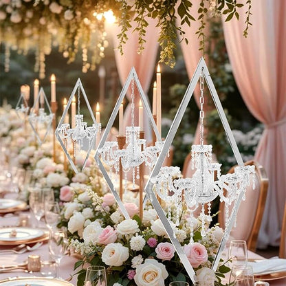 European Wedding Romantic Candlestick 45 "Table top Candlestick Metal Candlestick Table for Wedding Party Activities in The Center of The Room (Silver, 2PCS)