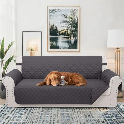 Reversible Oversized Sofa Covers Couch Cover Furniture Protector for Dogs Elastic Straps Water Resistant(XLSofa,Dark Grey/Dark Grey)