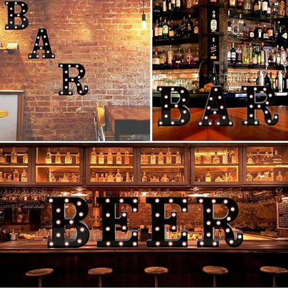 OYCBUZO Light Up Black Alphabet Marquee Letters Sign LED Marquee Number Lights Sign for Night Light Home Bar Christmas Lamp Birthday Party Wedding Decoration Q