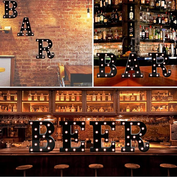 OYCBUZO Light Up Black Alphabet Marquee Letters Sign LED Marquee Number Lights Sign for Night Light Home Bar Christmas Lamp Birthday Party Wedding Decoration T