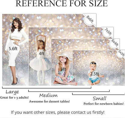 Mocsicka 7x5 Bokeh Photography Backdrop Blue Grey Spots Sparkle (No Real Glitter) Background Weeding Baby Shower Birthdat Newborn Baby Portrait Photo Studio Props (7x5ft (82x60 inch))