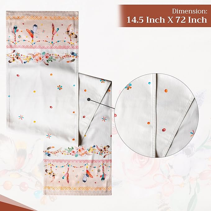 Maison d' Hermine Table Runner 100% Cotton Double Layer Table Runners 72 inches Long Decorative for Home Kitchen Dining Party Wedding Bridal Shower Spring Summer (Ibiza - Beige, 14.50" x 72")