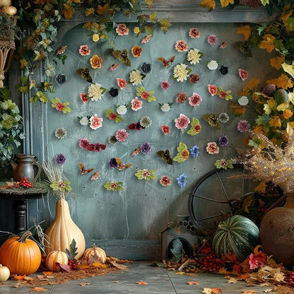 XunYee 6 Pcs 35.4 ft Flower Garlands Hanging Wildflower Backdrop Decoration Artificial Floral Garlands Fake Flower Vines Faux Silk Wildflower Decor for Halloween Fall Wedding Garden Wall Arch(Fall)