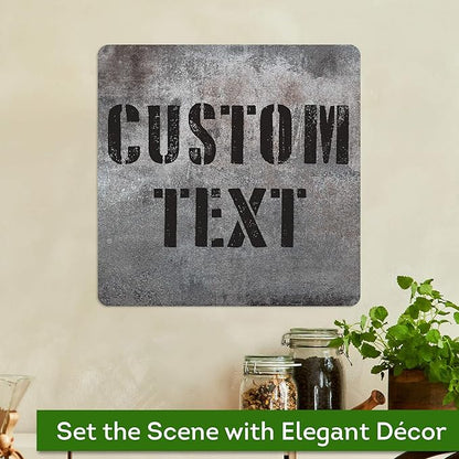 Custom Sign, Custom Street Sign, 11 Font Colors, 13 Font Styles, 4 Hole Options, 22 Sizes, 12x12 Inches, Rust Free DiBound, Fade Resistant, Made in USA by My Sign Center (Grunge Metal)