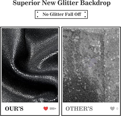 Outpain Thick 20 ft x 10 ft Black Sequin Backdrop Curtain for Parties, Wrinkle Free Glitter Photo Backdrop Drapes 4 Panels 5x10ft Black Back Drop Cloth for Wedding Christmas Photography Background