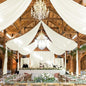 4 Panels Ivory Ceiling Drapes for Wedding 5ftx40ft Sheer Drapery Chiffon Fabric Arch Draping Curtains for Party Ceremony Birthday Baby Shower Reception Stage Ceiling Decorations