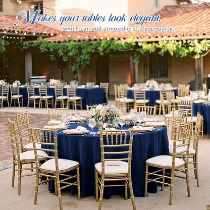 6 Pack Round Tablecloths - 90 Inch, Navy Blue Polyester Table Cover, Stain and Wrinkle Resistant Washable Fabric, Wedding Banquet Parties