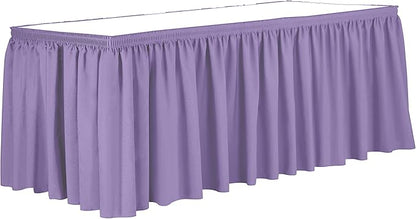 Ultimate Textile Pleat Polyester Fabric Table Skirt - Machine Washable Flame Resistant with Clips for Events, Weddings & Trade Shows, Cut & Sewn in Paterson, NJ - Lilac, 7' Shirred Pleat