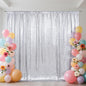 SquarePie Sequin Backdrop Not See Through Thick Background Glitter Curtain Party 7FT x 7FT Silver