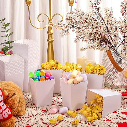 200 Pcs Popcorn Boxes Mini Paper Popcorn Box Cardboard Popcorn Container for Party Disposable Snack Candy Popcorn Bags Popcorn Holder for Birthday Wedding Decoration, 2.2 x 4.2 x 3 Inches (White)