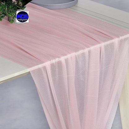 MDS 20 Pack 10ft Chiffon Table Runner 29 x 120 Inches Sheer Wedding Runner Romantic Rustic Table Runner for Wedding Decorations, Birthday Parties, Bridal Shower Party Arch Decor - Blush Pink