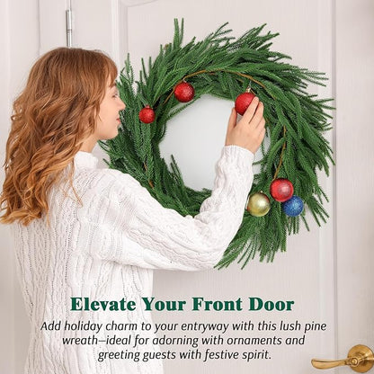 12FT（2 * 6FT）Norfolk Pine Garlands, Christmas Cedar Garland, Real Touch Faux Green Garlands, Winter Artificial Greenery Garland for Mantle, Stairs, Table, Fireplace, Indoor & Outdoor Xmas Decorations