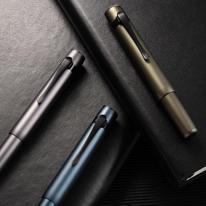 Hongdian M2 Black Forest Mini Fountain Pen, Extra Fine Soft Nib & Sleek Shape Aluminium Short Pocket Travel Pen (Caramel Brown)