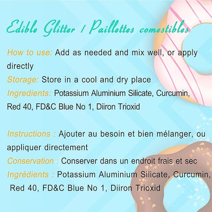 Edible Glitter Paint - 2 fl.oz Food Grade Metallic Glitter Cake Paint for Cake Decorating, Baking, Cupcakes - Shimmer Art Decorative Liquid Edible Paint Food Coloring for Fondant, Donuts (White)