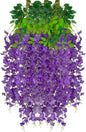 12 Pack Purple Wisteria Hanging Flowers Garland, 3.77 Feet Artificial Flower Vines, Fake Wisteria, Artificial Vines Hanging Garland for Backdrop Outdoor Yard Garden Decor