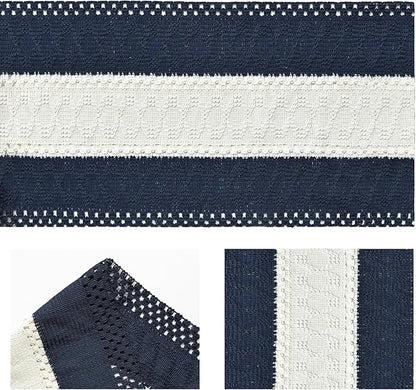Artoid Mode Dark Blue Farmhouse Rustic Table Runner, Seasonal Hollow Kitchen Dining Table Decoration for Home Party Decor 12x36 Inch